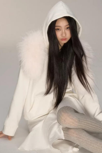 Hooded Rhinestone Fleece Top