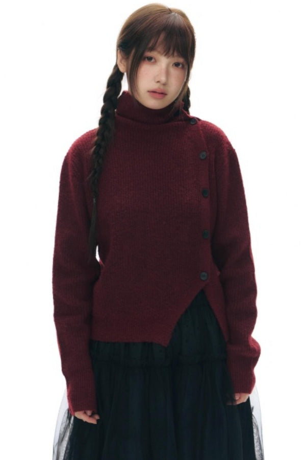 Asymmetrical Vintage Red Sweater