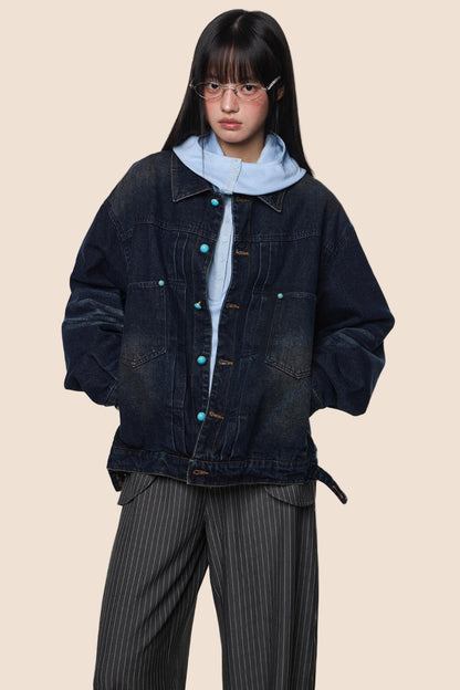 Washed Cargo Denim Jacket