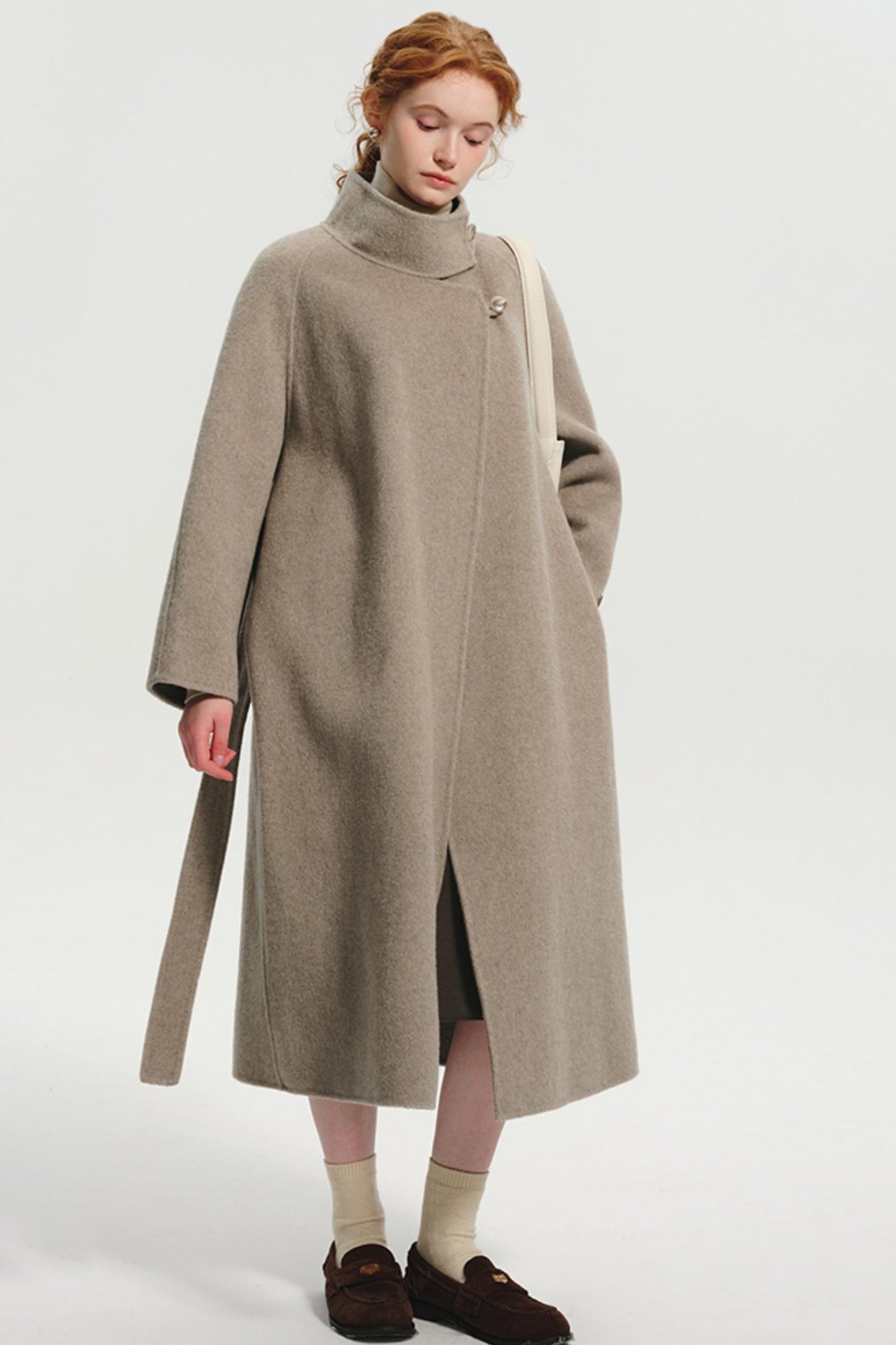 Premium Wool Tweed Stand-Collar Coat