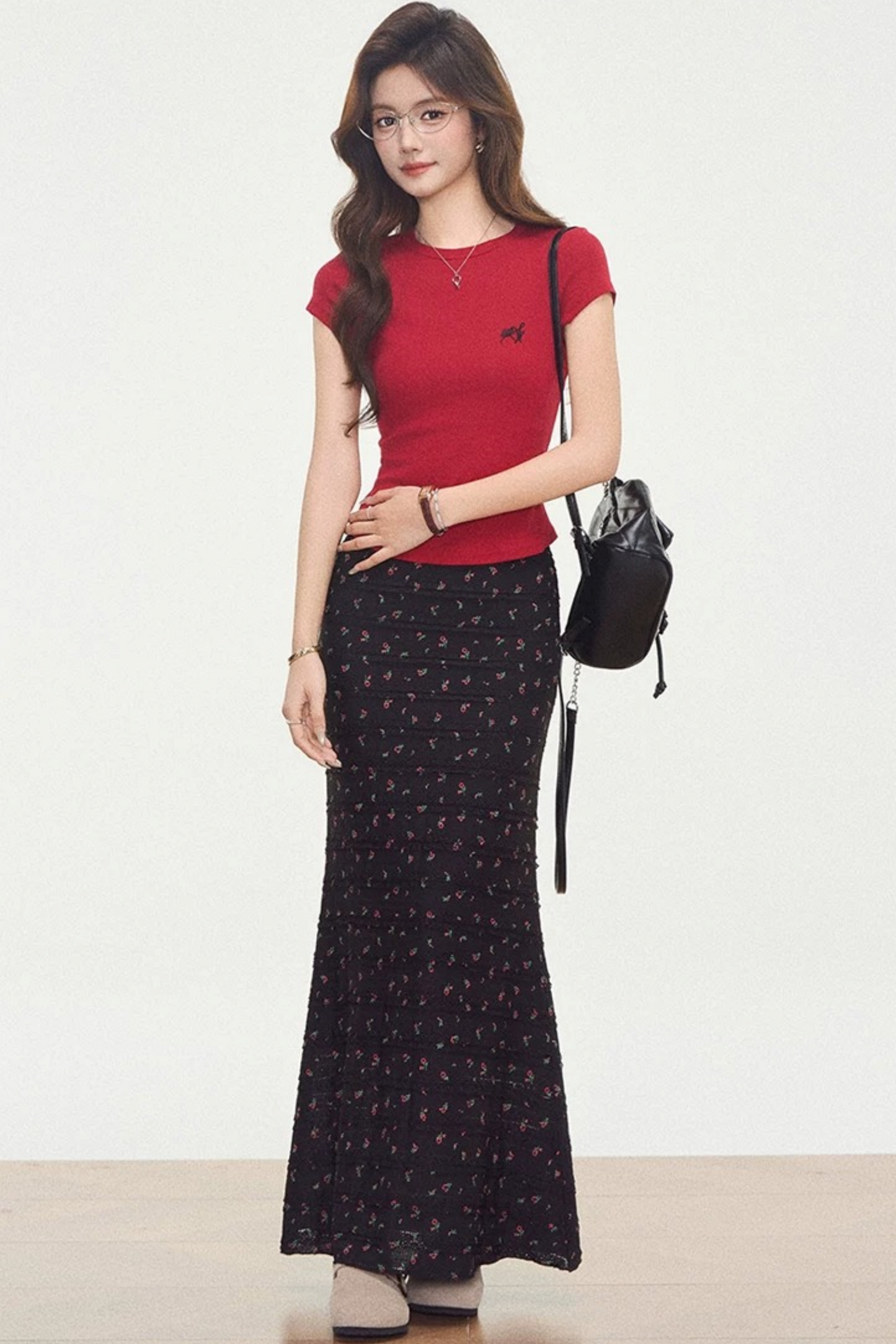 Flutter Sleeve Floral Mermaid Skirt Set-Up