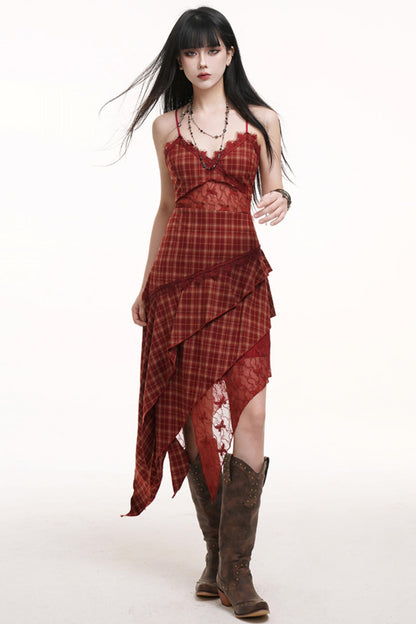 Pink Plaid Halter Dress