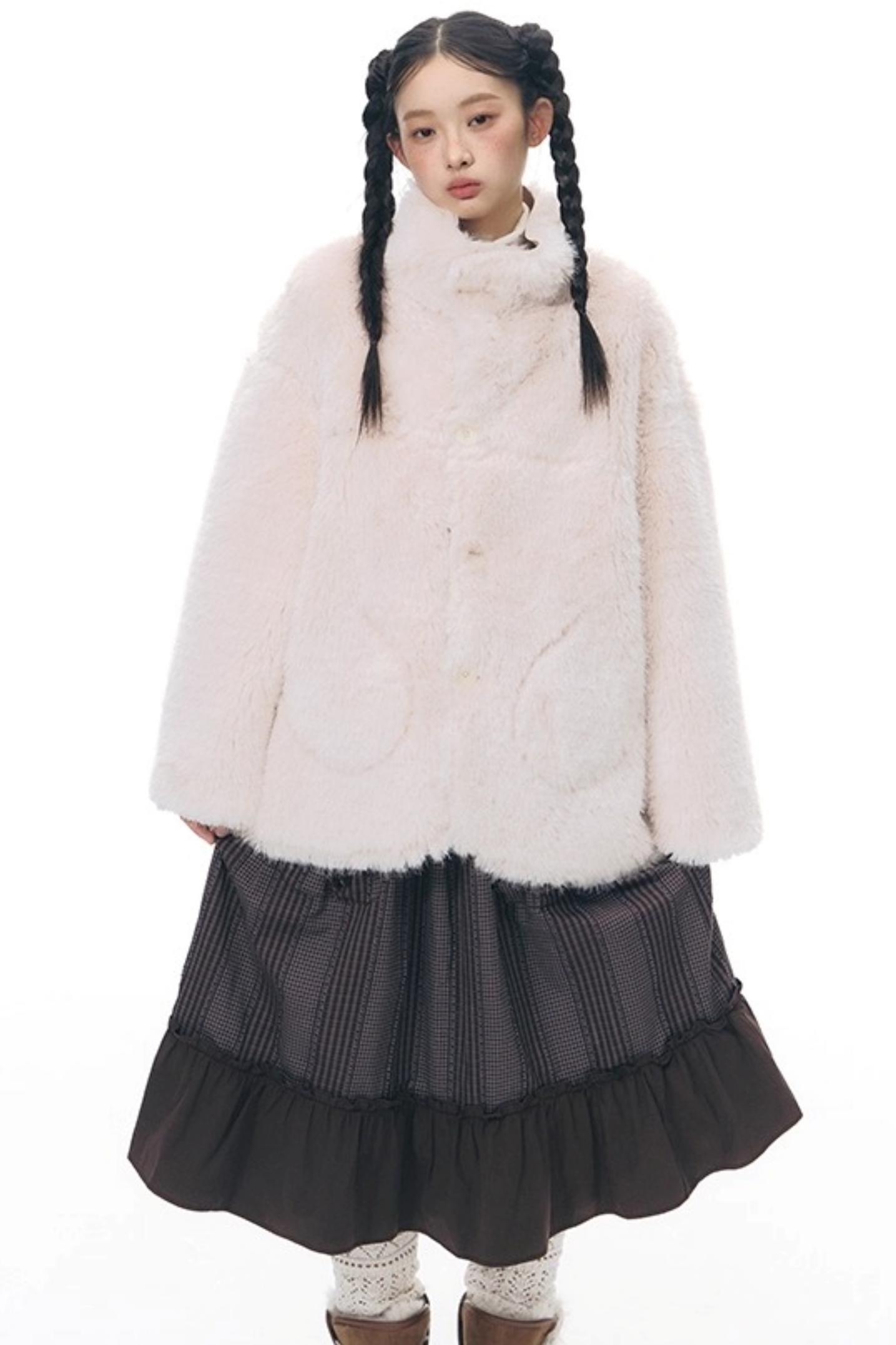 Reversible Polka Dot Fur Coat