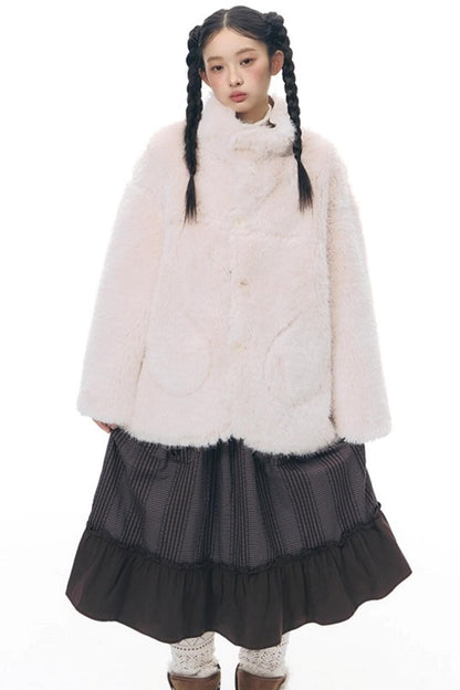 Reversible Polka Dot Fur Coat