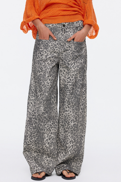 Retro Leopard Print Cotton Pants