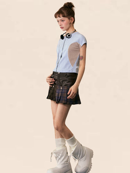 Vintage Leather Patchwork Skirt