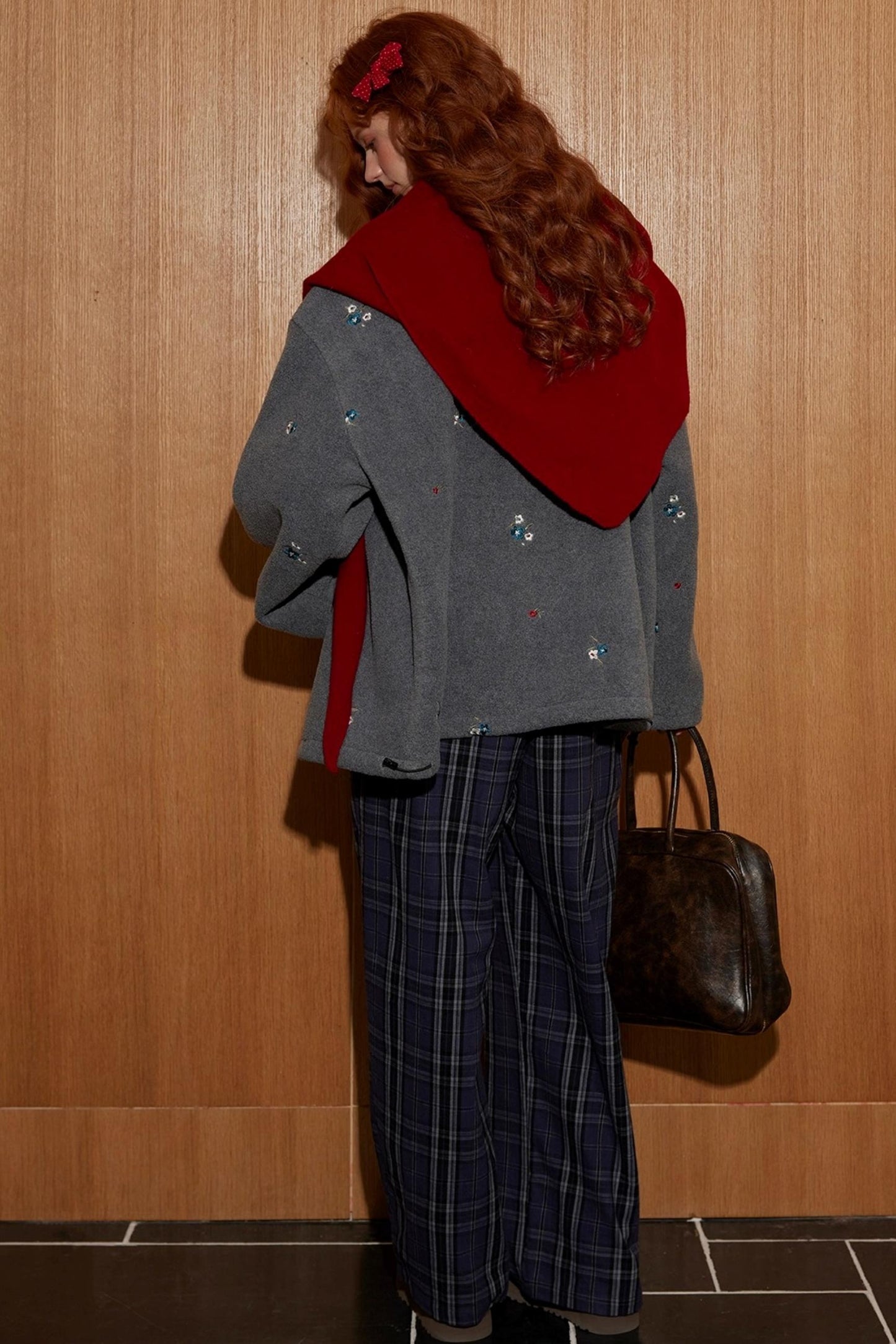 Plaid Double-Waistband Pants