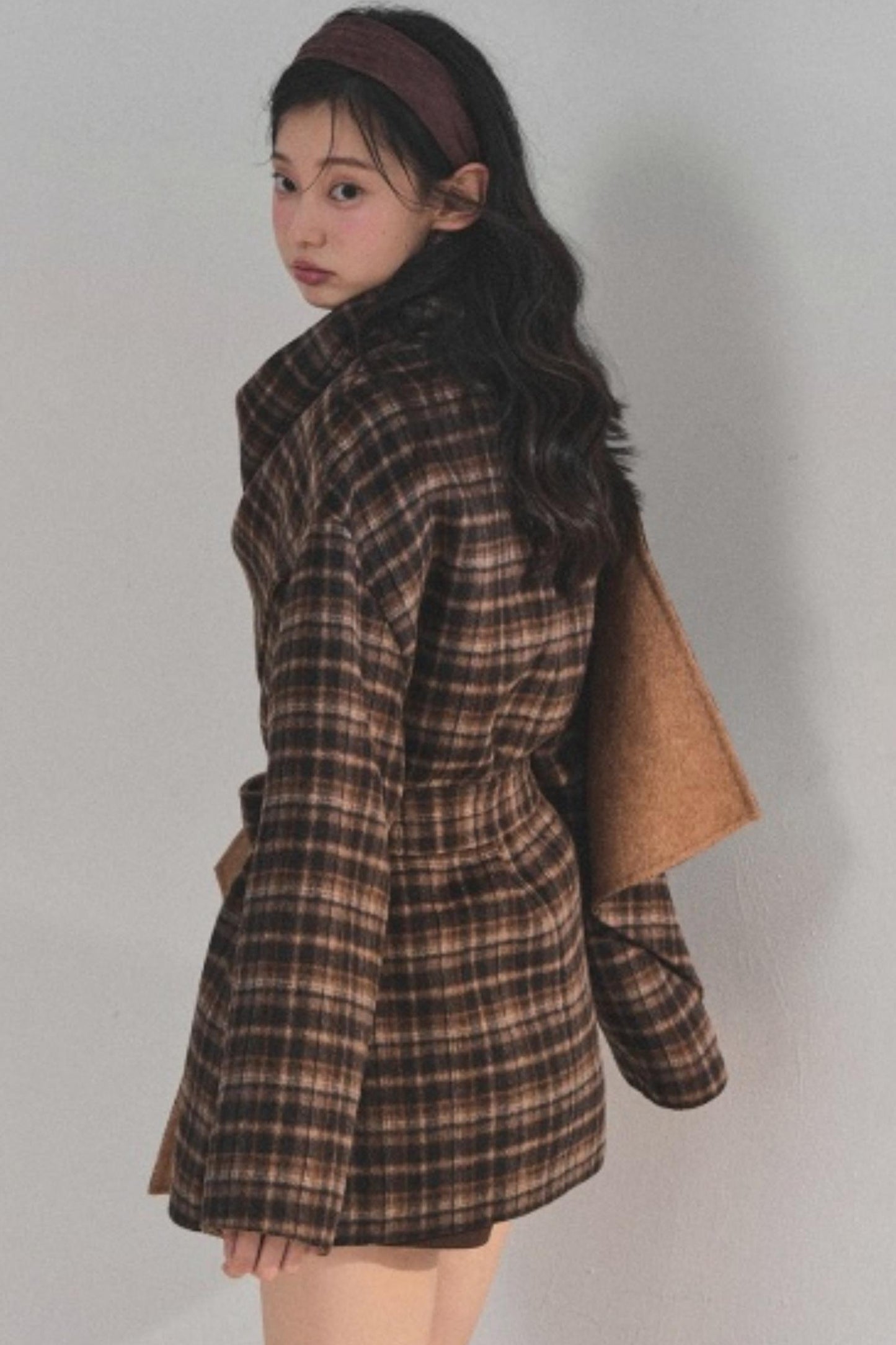 Winter Plaid Wool Coat