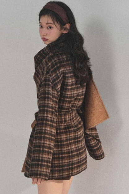 Winter Plaid Wool Coat