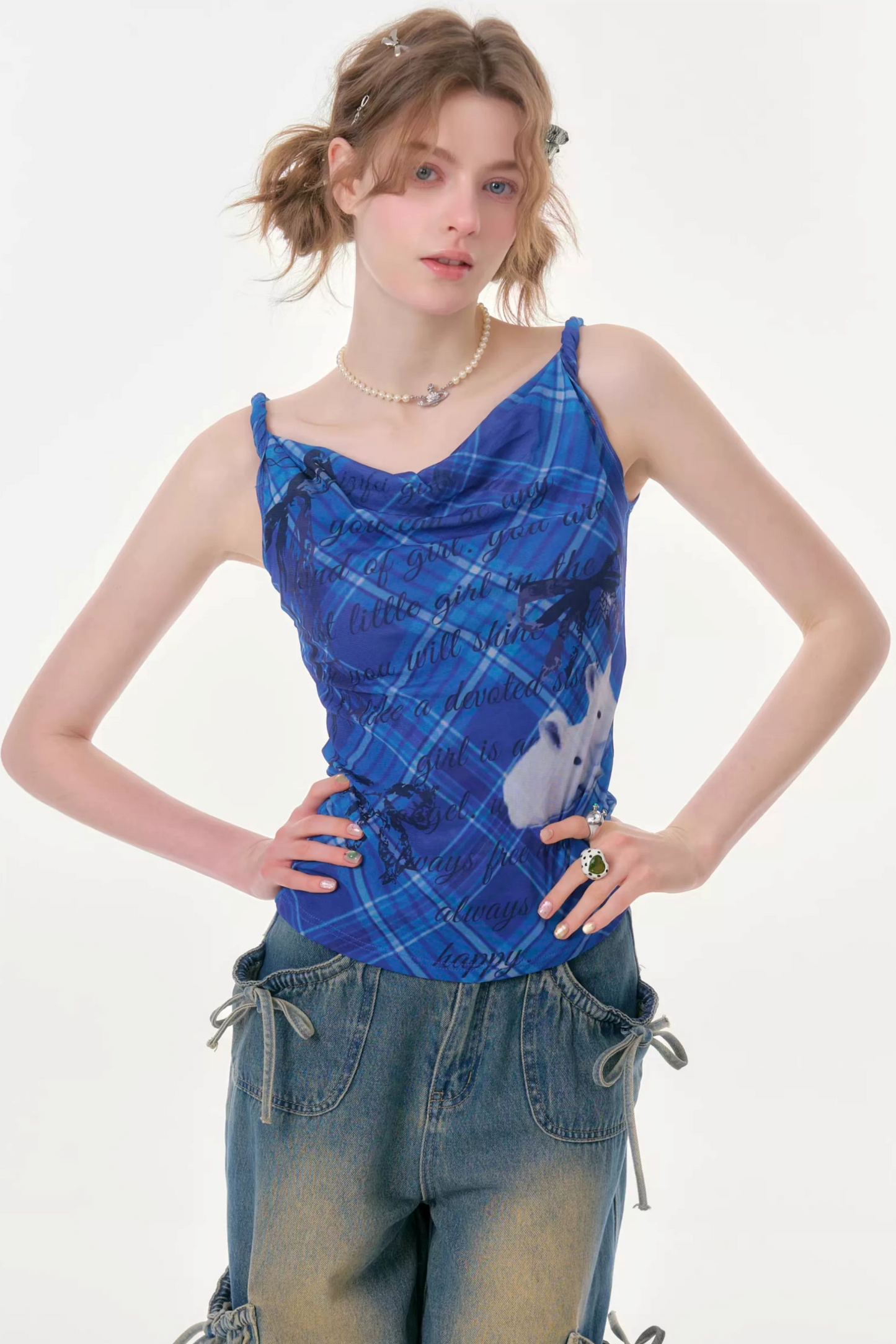 Klein Blue Plaid Swing Top