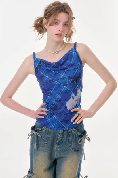 Klein Blue Plaid Swing Top