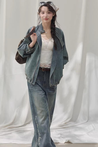 Laser Embossed Vintage Jeans