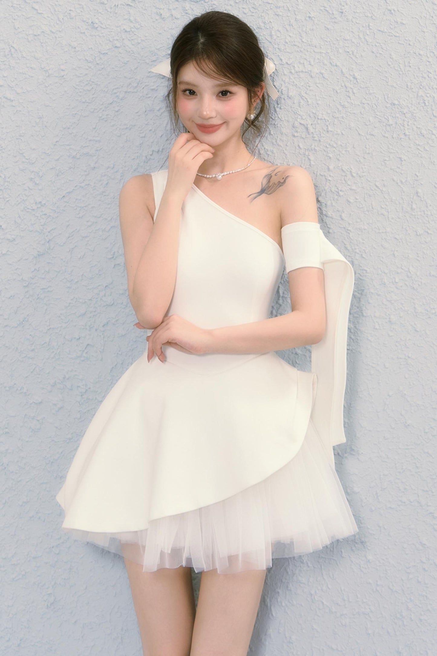 Pure White Ballet Mesh French Puffy Dress