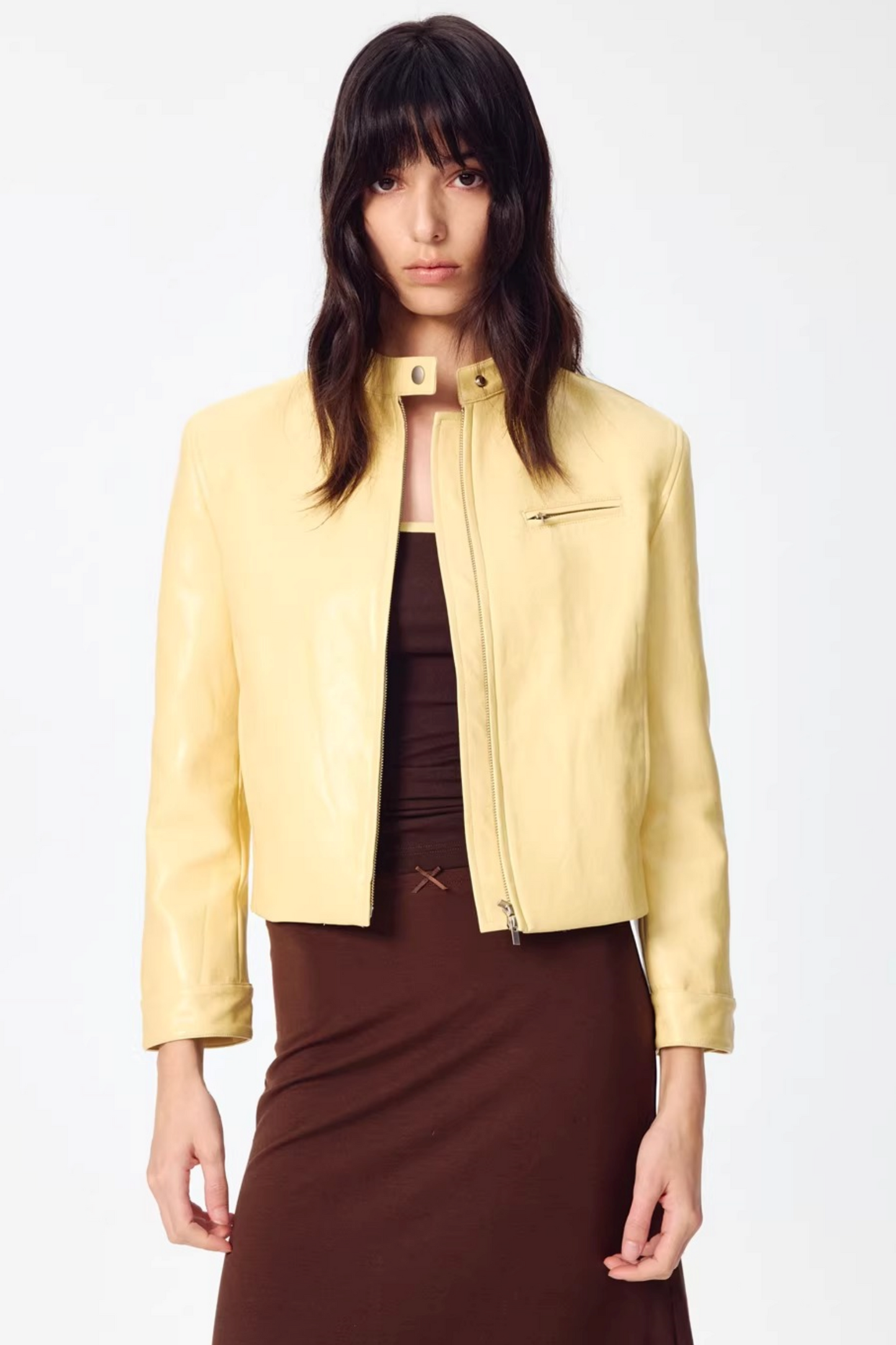 Retro Yellow Leather Jacket