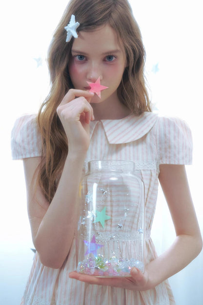 Pink Stripes Lace Dress