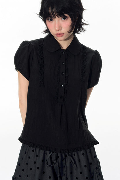 Flocked Polka Dot Umbrella Retro Skirt Set-Up