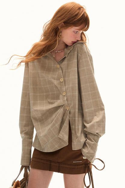 Retro Plaid Long Sleeve Shirt