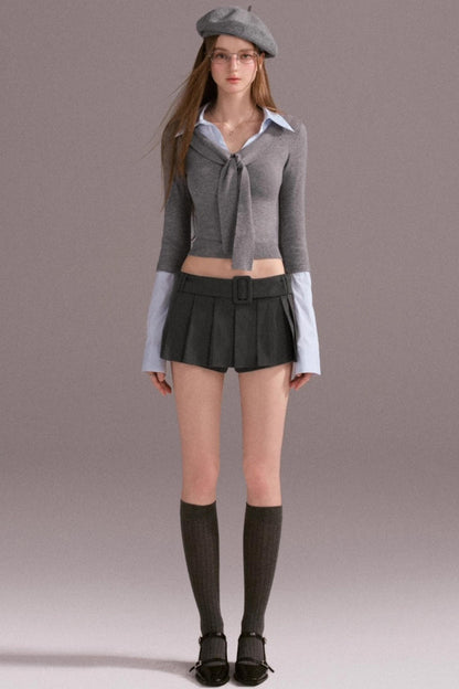 Fake Layer Slim Knit Top