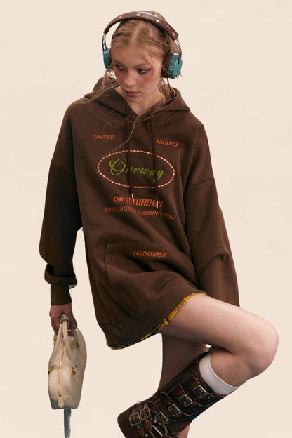 LOOSE FIT EMBROIDERED HOODIE SWEATSHIRT