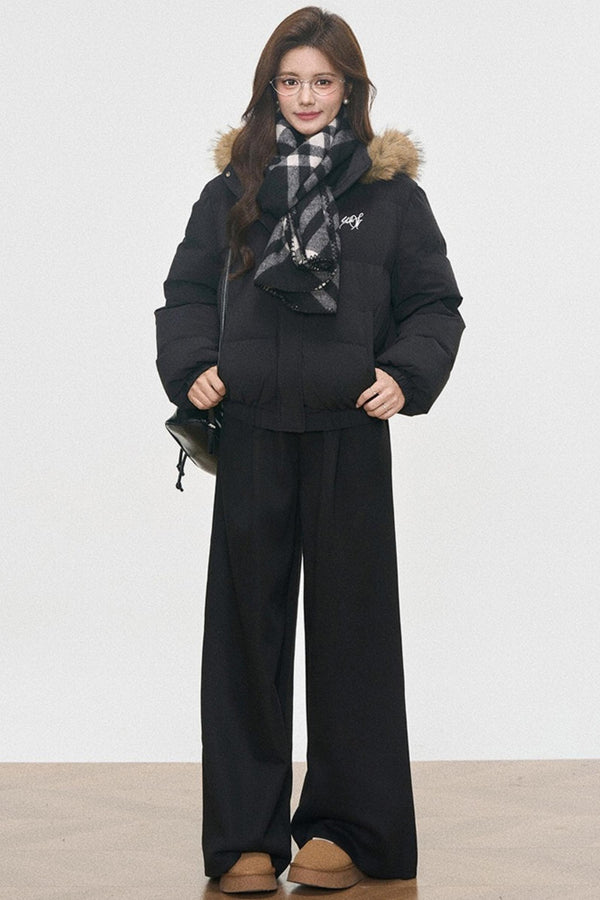 Hooded Cotton Collar Jacket Set-Up