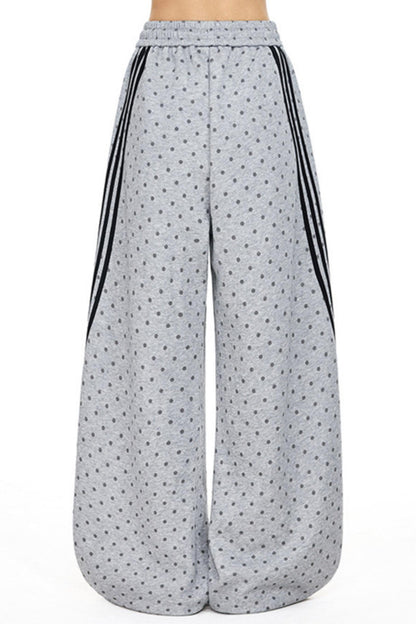 Retro Star-Striped Wide-Leg Pants