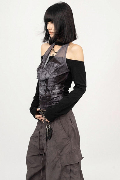 Vintage Swing Collar Long Sleeve Top