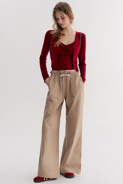 Autumn Contrast Wide-leg Slacks