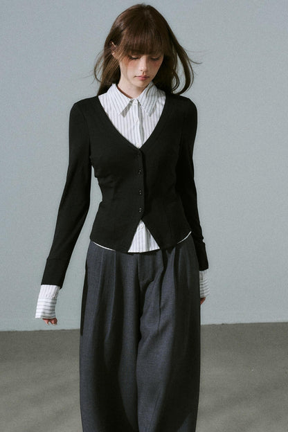 Fake Two Piece Wool Top