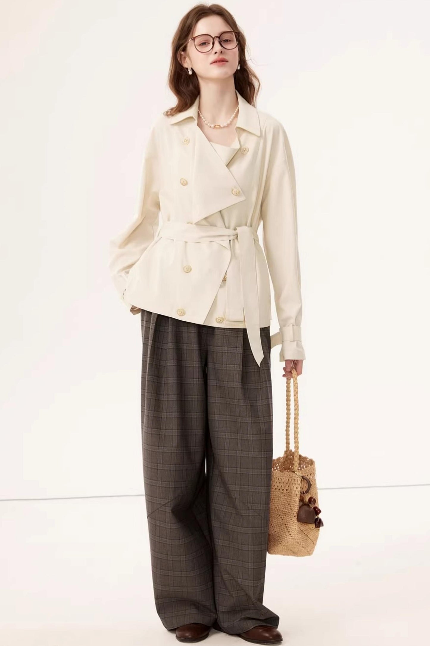 Short Double-Breasted Trench Coat