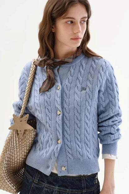 Speckled Cable Knit Cardigan