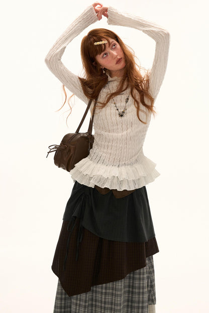 High-neck Slimming Long Sleeve Tee