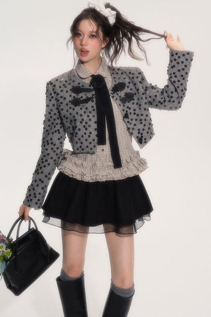 Suede Flower Bud Puffy Skirt