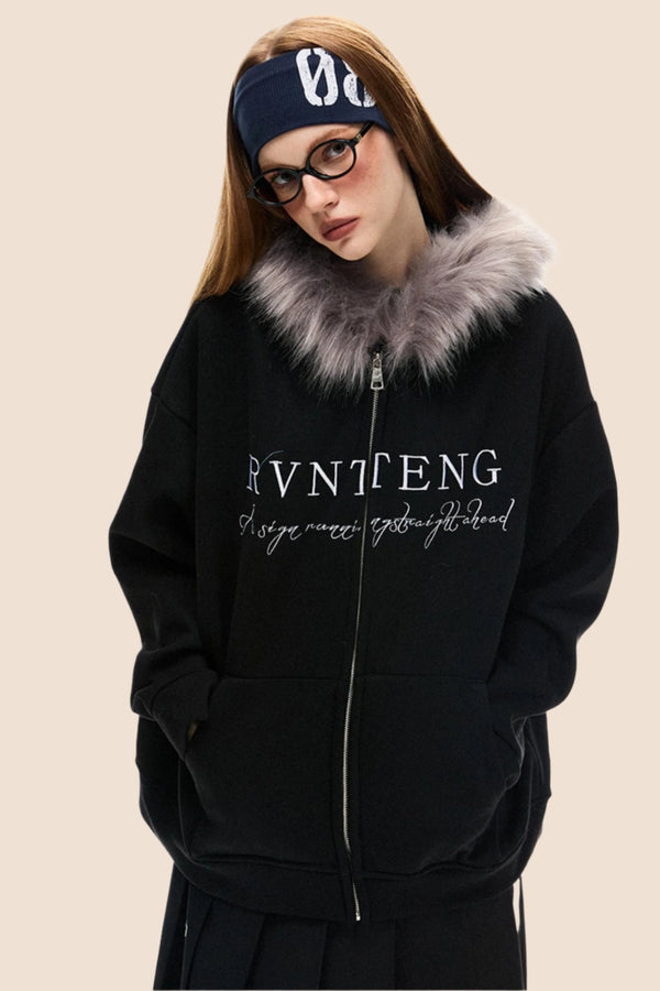 Loose Gray Cardigan Sweatshirt Jacket