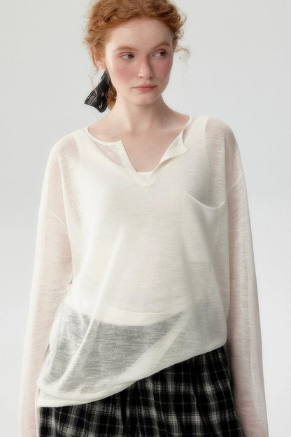 Blusa de punto de lino de bambú