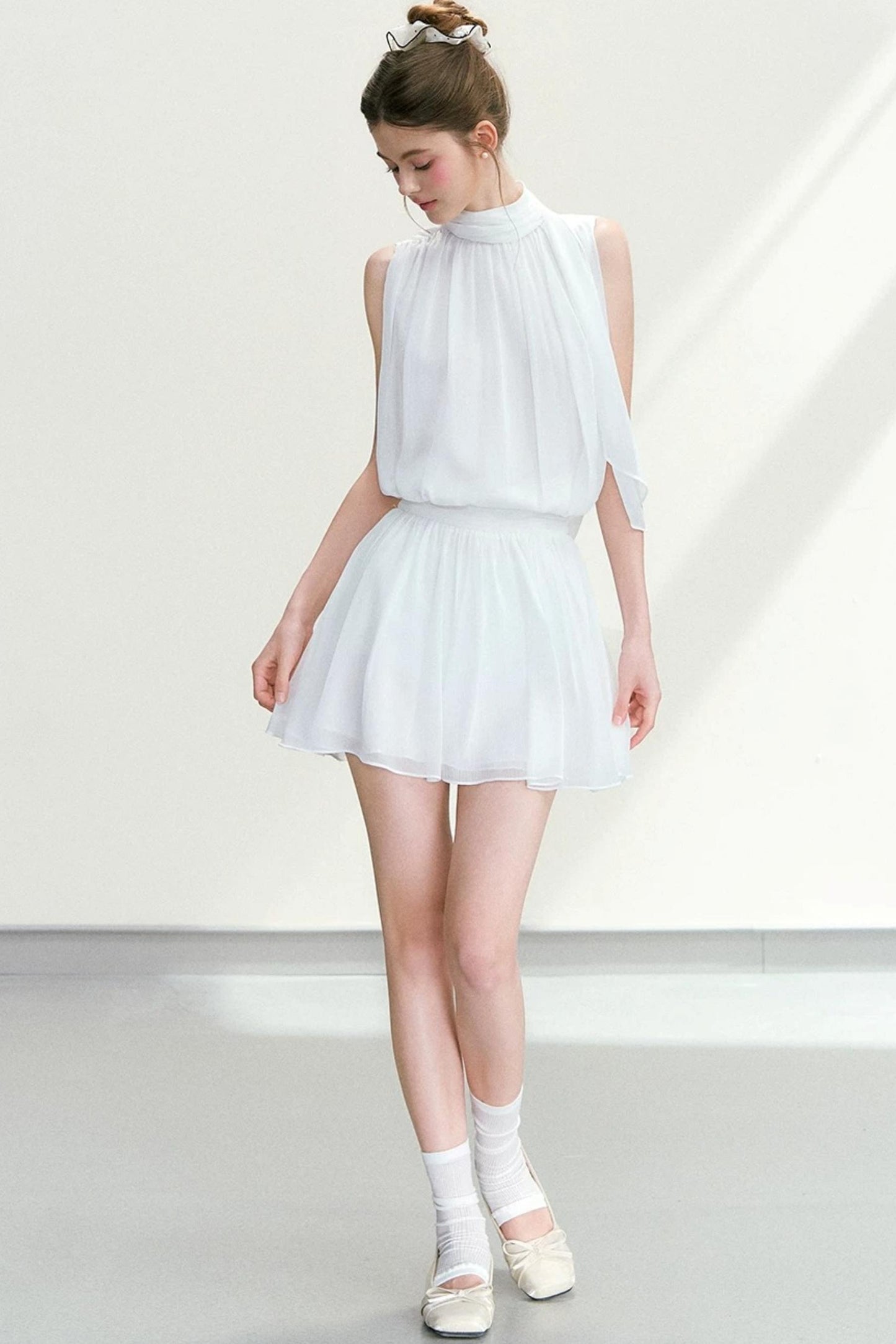 Chiffon Sleeveless Top and Skirt Set-Up