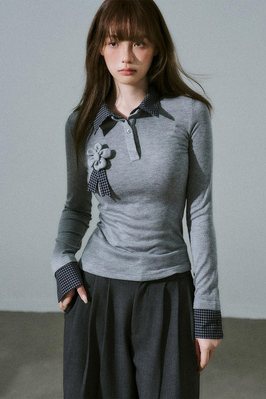 Quiet Plaid Long-sleeved Shirt