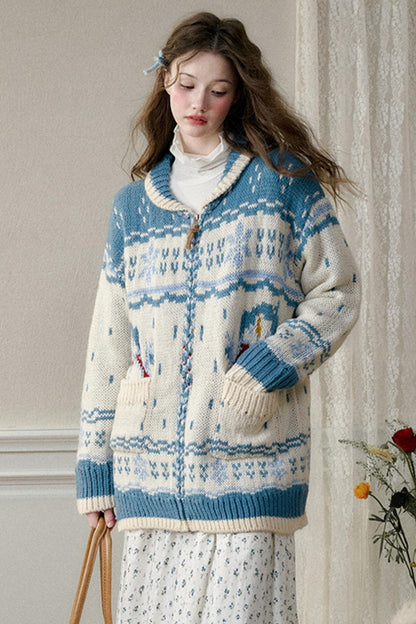 Nordic Snow Wool Knit Jacket