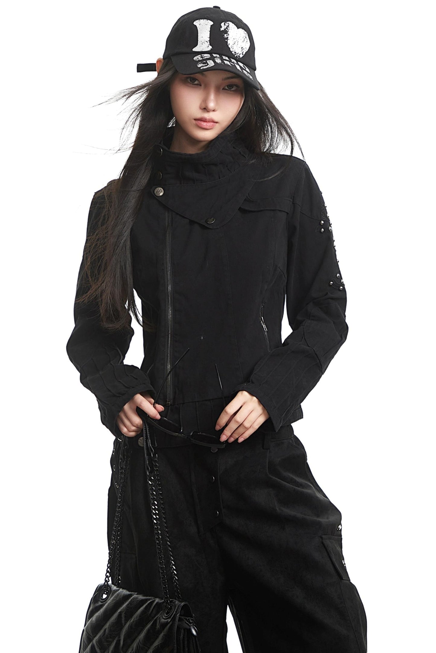 Stitched Stand Collar Heavy Top