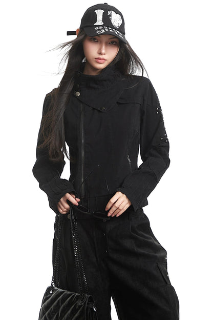 Stitched Stand Collar Heavy Top