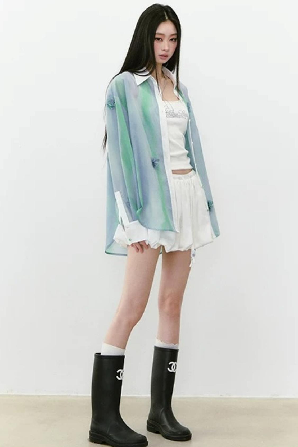 Chemise épaisse à fleurs avec protection solaire