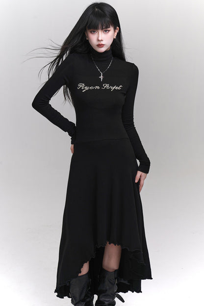 Elegant Gray Black Gothic Dress