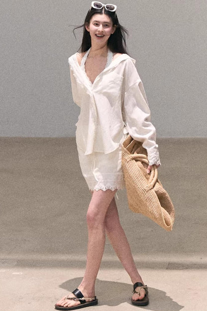 Lyocell Embroidered Draped Skirt Set-Up