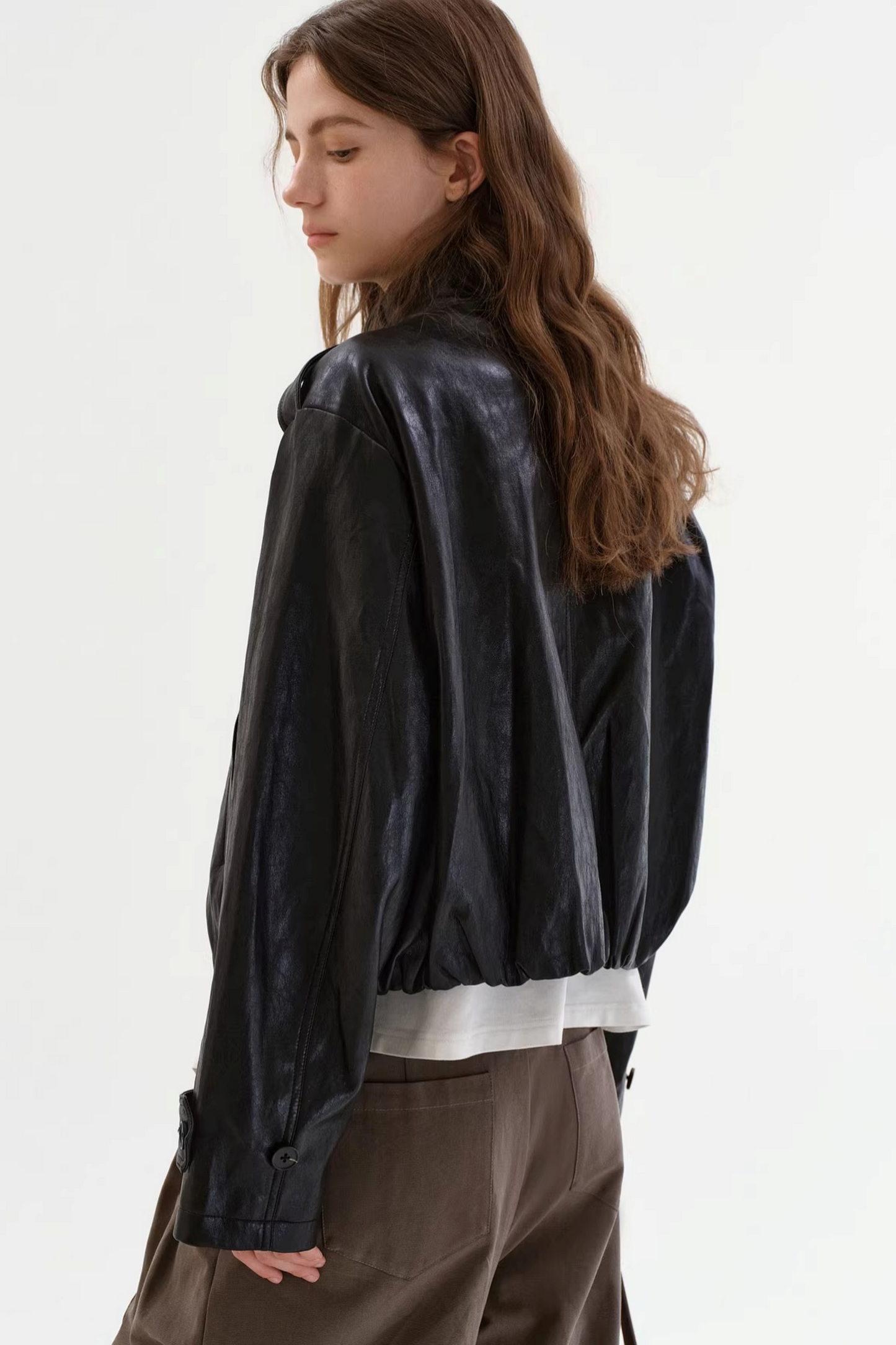 Schwarze matte Lederjacke
