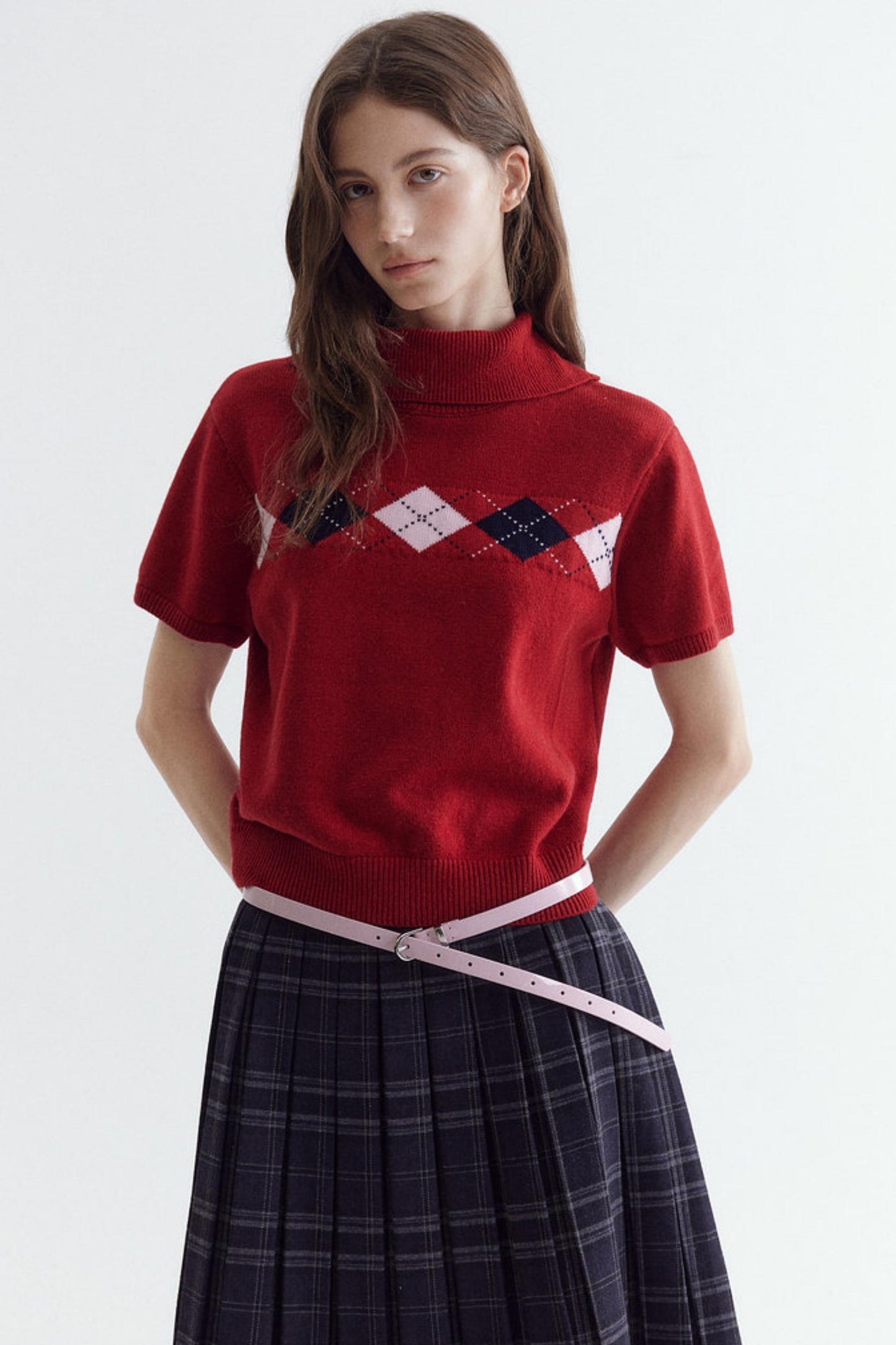 Argyle Jacquard Knit Top