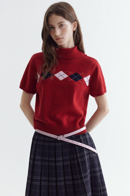 Argyle Jacquard Knit Top