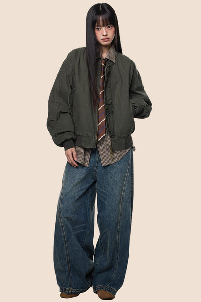 Vintage Distressed Baseball Jersey Jacket