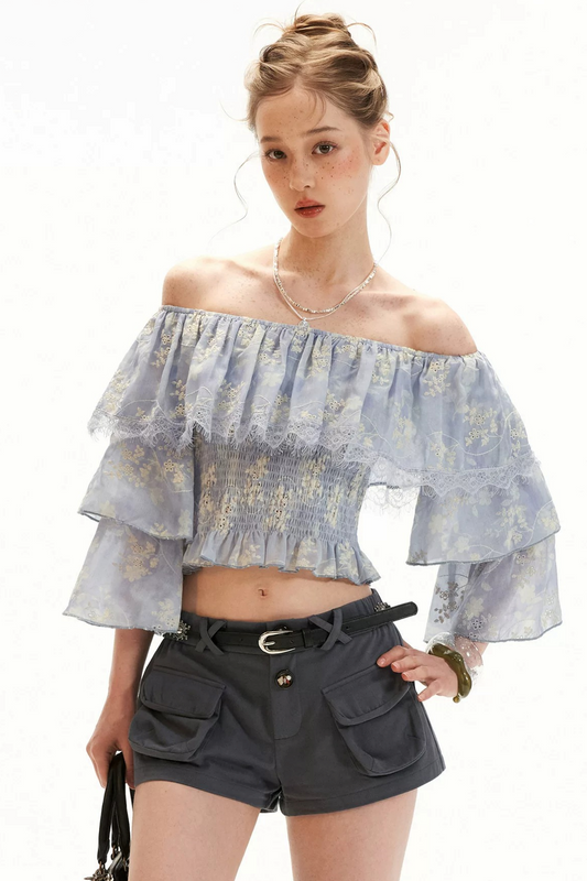 Floral Ruffled Off-Shoulder Blouse