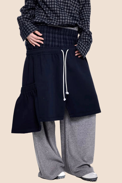 Patchwork Faux Two-Piece Skirt