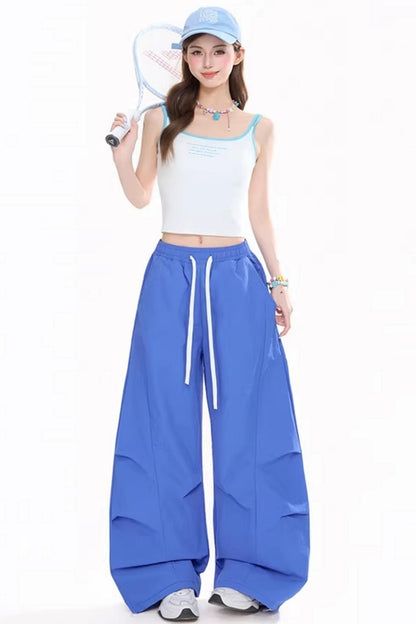 Drawstring Slimming Wide-Leg Pants