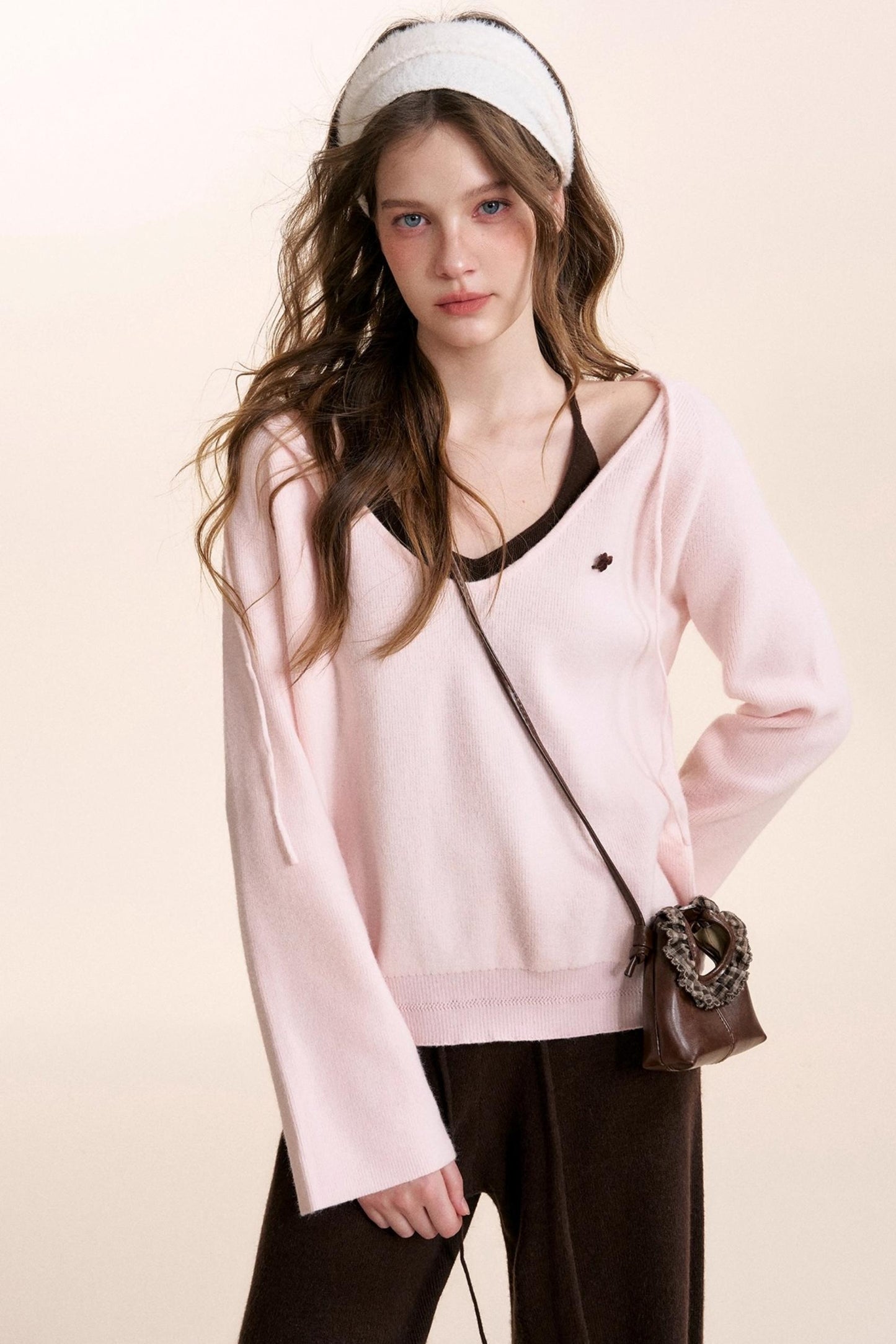 Rose Wool Hooded Knit Set-Up